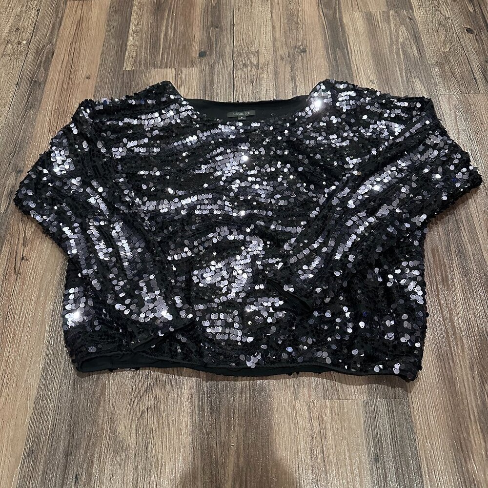 Rachel Zoe | New Holly Sequin Zebra Dolman Top | Black | Size 8
